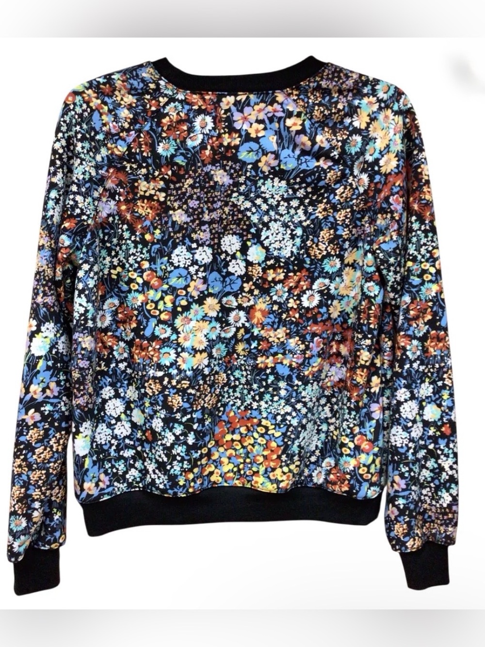 Maeve Black Floral Crewneck Sweatshirt with Blue & Peach Accents - Picture 10 of 10